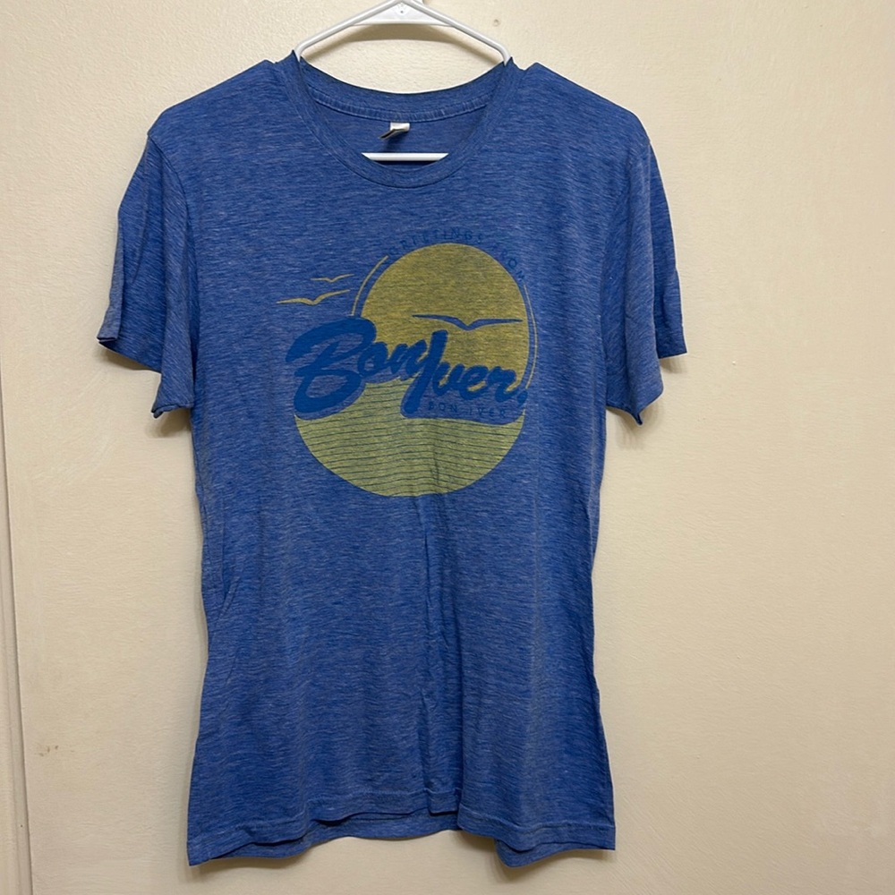 Bon Iver t-shirt from the 2012 tour.  Reads “Greetings from Bon Iver” on front